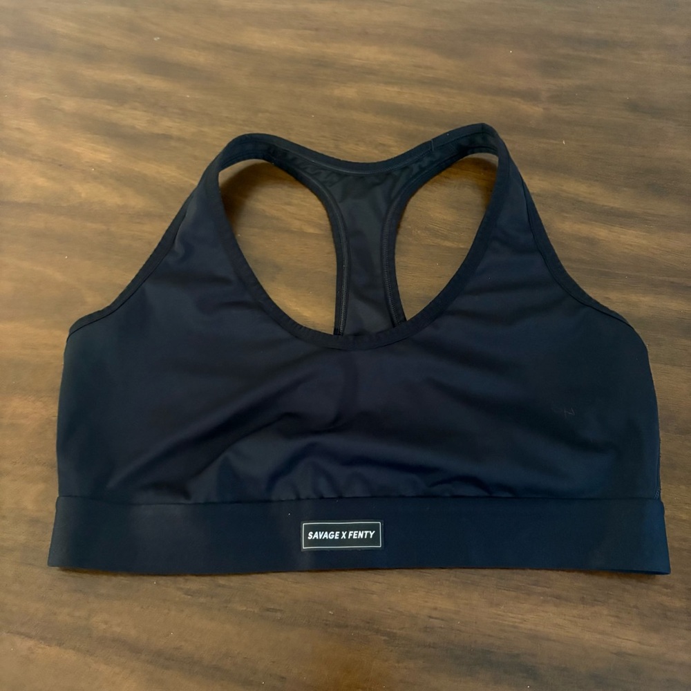 Savage X Fenty Women’s Black Large Sports Bra Workout Gym Non Padded